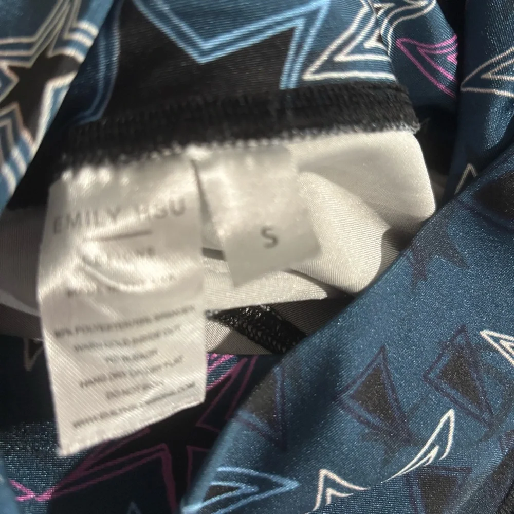 Emily Hsu Blue Star Print Yoga Workout Leggings Small - Picture 5 of 5